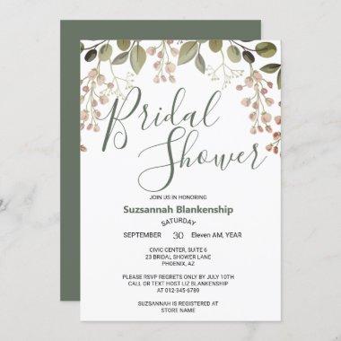 Simple Pastel Floral Top Border Bridal Shower Invitations