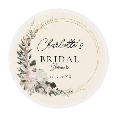 Simple, peony, eucalyptus, Bridal Shower   Edible Frosting Rounds