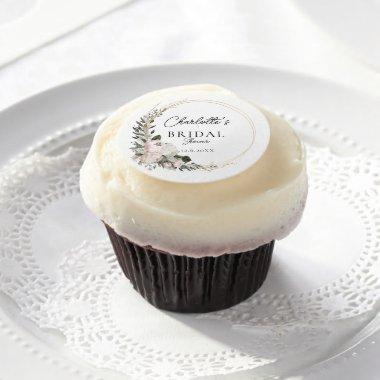 Simple, peony, eucalyptus, Bridal Shower   Edible Frosting Rounds