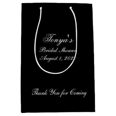 Simple Personalized Bridal Shower Black & White Medium Gift Bag