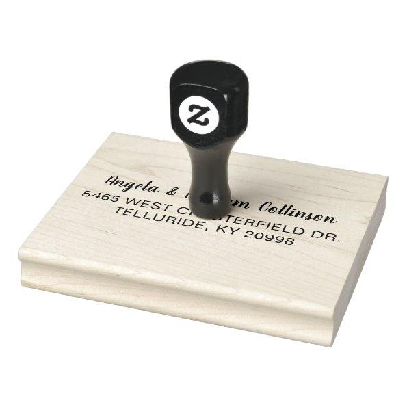 Simple Personalized Mr and Mrs Return Address Rubber Stamp