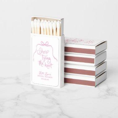 Simple Pink Bow Tying the Knot  Matchboxes