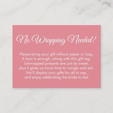 Simple Pink "No Wrapping Needed" Bridal Shower Enclosure Invitations