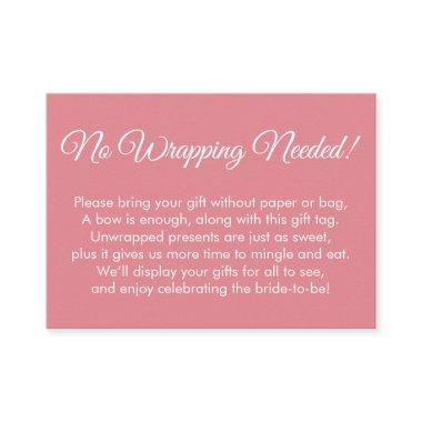 Simple Pink "No Wrapping Needed" Bridal Shower Enclosure Invitations