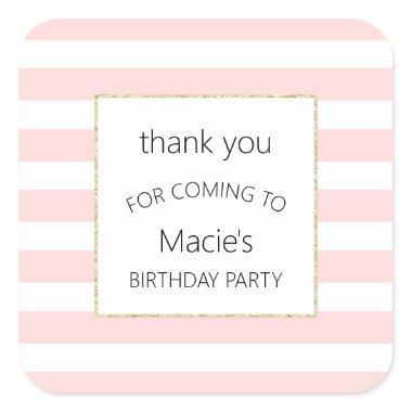Simple pink stripe favor thank you sticker