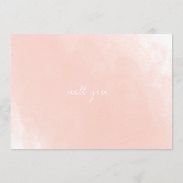 Simple Pink Watercolor Will You Be My Bridesmaid Invitations