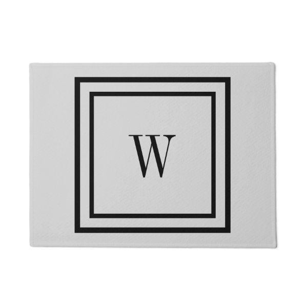 Simple Plain Black Border and Initials Or Monogram Doormat