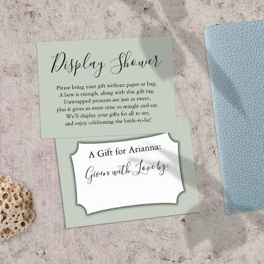 Simple Plain Display Bridal Shower Sage Green Enclosure Invitations