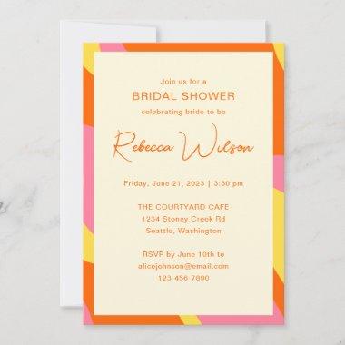 Simple Playful Orange Pink Custom Bridal Shower Invitations