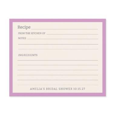 Simple Purple Border Personalized Recipe Invitations