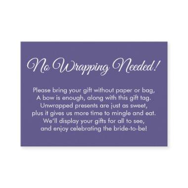 Simple Purple "No Wrapping Needed" Bridal Shower Enclosure Invitations