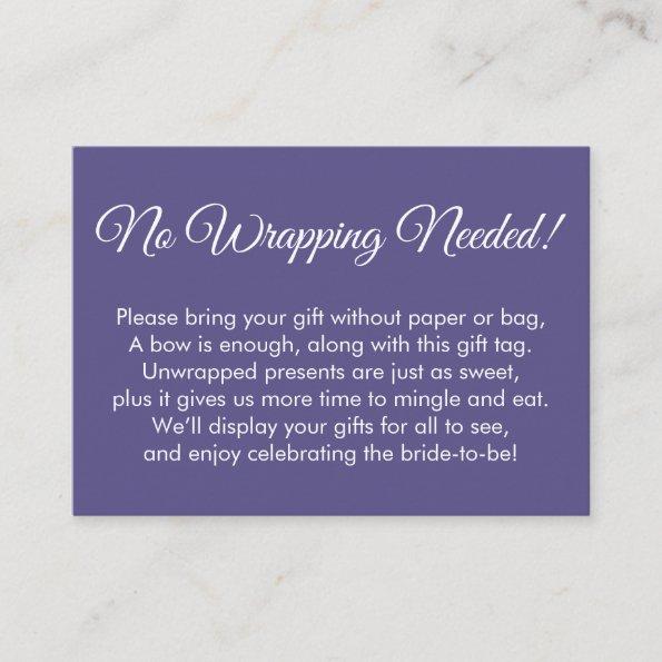 Simple Purple "No Wrapping Needed" Bridal Shower Enclosure Invitations