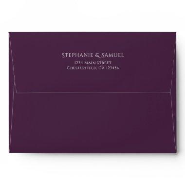 Simple Purple Wedding Return Address Envelope