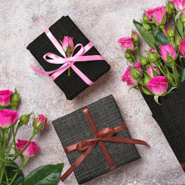 Simple Realistic Burlap Rustic Black Grey Charcoal Wrapping Paper Sheets