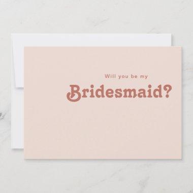 Simple Retro Vibes Blush Bridesmaid Proposal Invitations