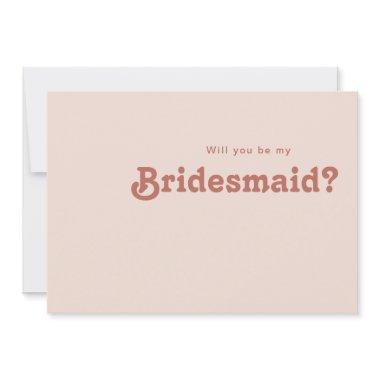 Simple Retro Vibes Blush Bridesmaid Proposal Invitations