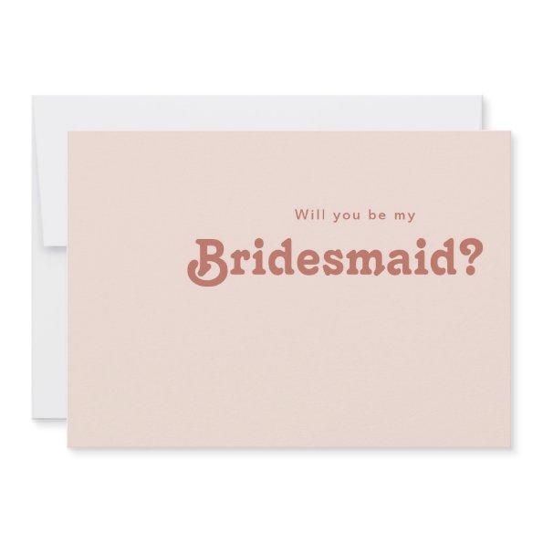 Simple Retro Vibes Blush Bridesmaid Proposal