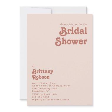 Simple Retro Vibes | Blush Pink Bridal Shower Invitations