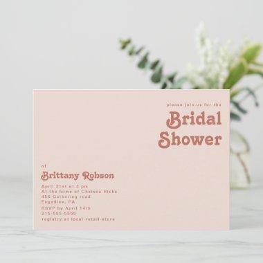 Simple Retro Vibes | Blush Pink Bridal Shower Invitations
