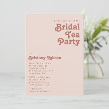 Simple Retro Vibes | Blush Pink Bridal Tea Party Invitations