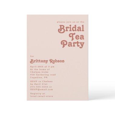 Simple Retro Vibes | Blush Pink Bridal Tea Party Invitations