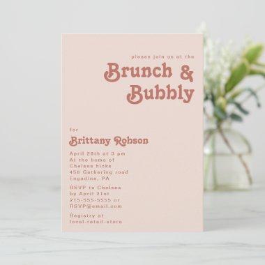 Simple Retro Vibes | Blush Pink Brunch and Bubbly Invitations