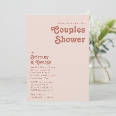 Simple Retro Vibes | Blush Pink Couples Shower Invitations