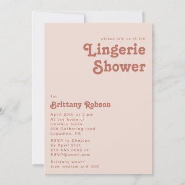 Simple Retro Vibes | Blush Pink Lingerie Shower Invitations