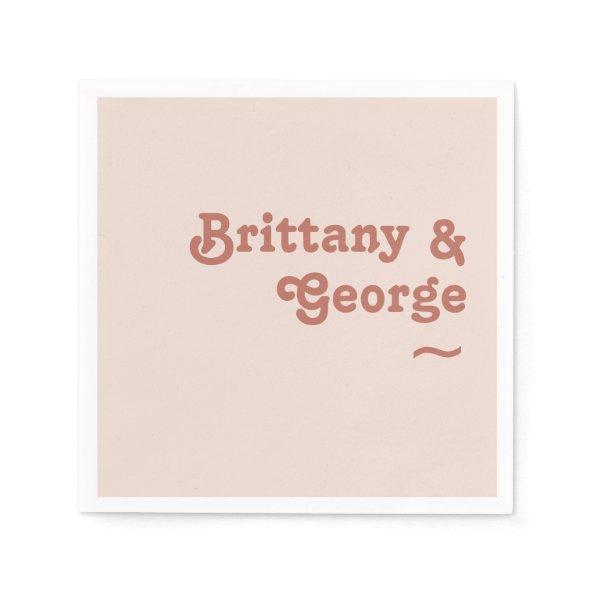 Simple Retro Vibes | Blush Pink Wedding Napkins