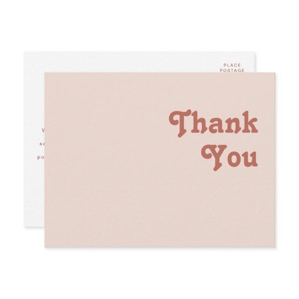 Simple Retro Vibes | Blush Pink Wedding Thank You PostInvitations