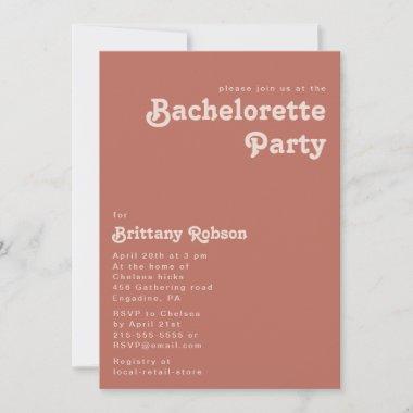 Simple Retro Vibes | Old Rose Bachelorette Party Invitations