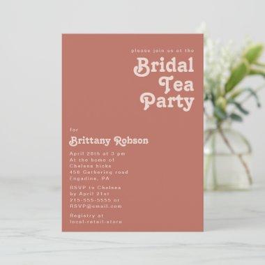 Simple Retro Vibes | Old Rose Bridal Tea Party Invitations
