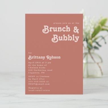 Simple Retro Vibes | Old Rose Brunch and Bubbly Invitations