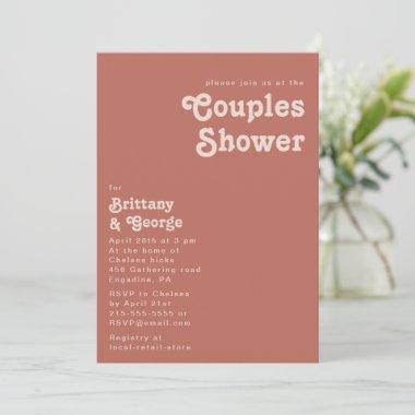 Simple Retro Vibes | Old Rose Couples Shower Invitations