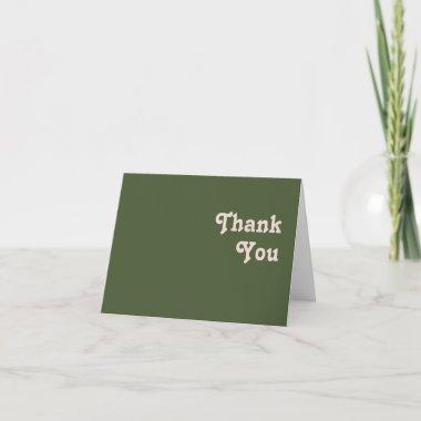Simple Retro Vibes | Olive Green Folded Thank You Invitations