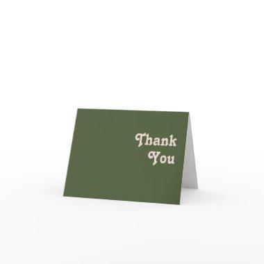 Simple Retro Vibes | Olive Green Folded Thank You Invitations