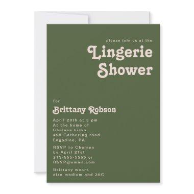 Simple Retro Vibes | Olive Green Lingerie Shower