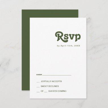 Simple Retro Vibes | Olive Green RSVP Card