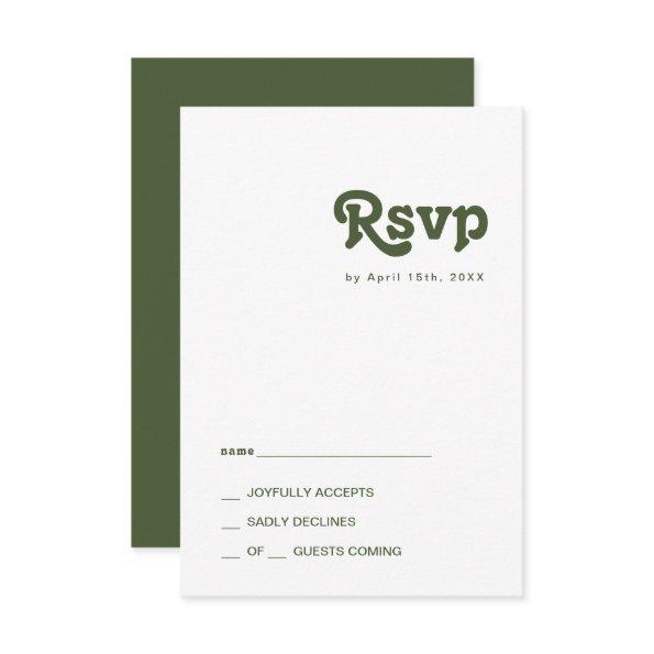 Simple Retro Vibes | Olive Green RSVP Card