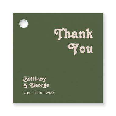 Simple Retro Vibes | Olive Green Thank You Favor Tags