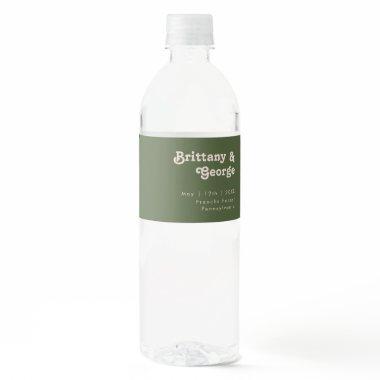 Simple Retro Vibes Olive Green Water Bottle Label