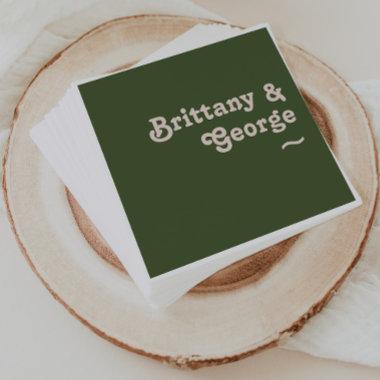 Simple Retro Vibes | Olive Green Wedding Napkins