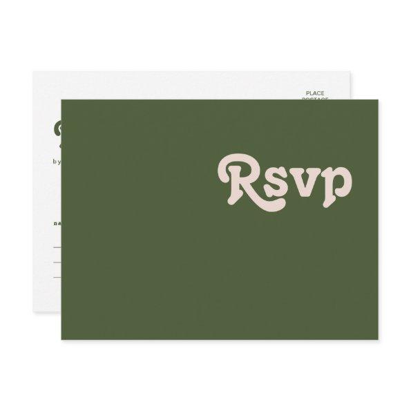 Simple Retro Vibes | Olive Green Wedding RSVP Post