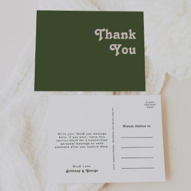 Simple Retro Vibes | Olive Green Wedding Thank You Post