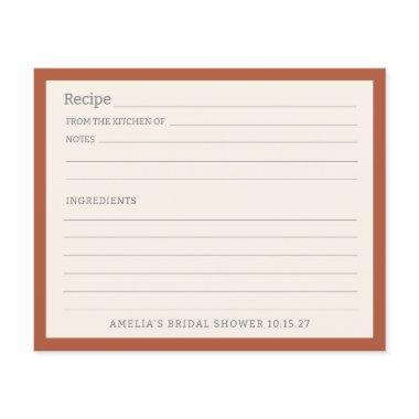 Simple Rust Orange Border Personalized Recipe Invitations