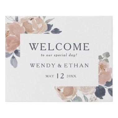 Simple Rustic Floral Welcome Faux Canvas Print