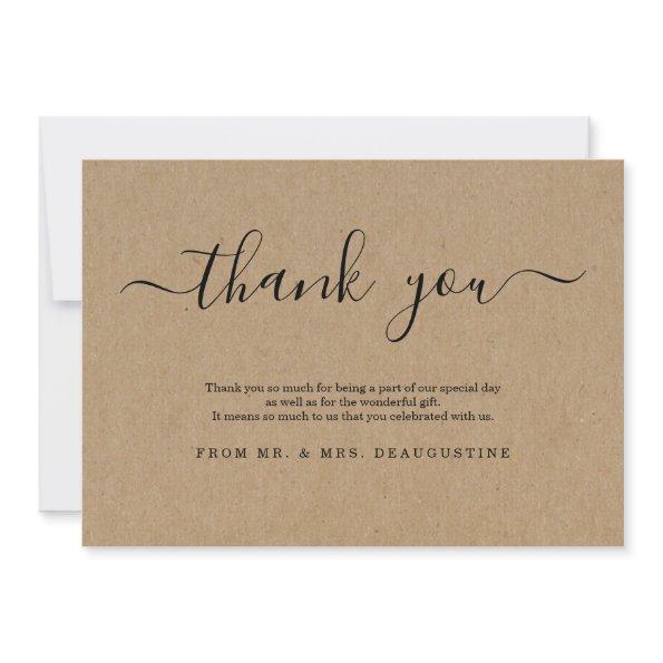 Simple Rustic Kraft Paper Thank You Invitations