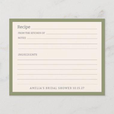 Simple Sage Green Border Personalized Recipe Invitations