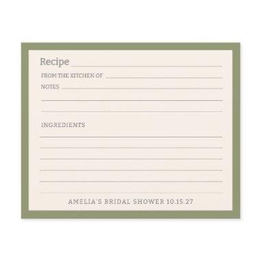 Simple Sage Green Border Personalized Recipe