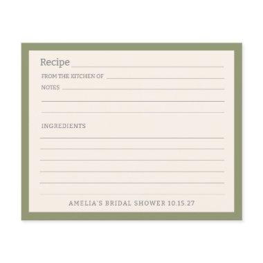 Simple Sage Green Border Personalized Recipe Invitations